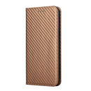 For Samsung Galaxy A13 5G Carbon Fiber Texture Flip Holder Leather Phone Case(Brown)