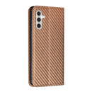 For Samsung Galaxy A13 5G Carbon Fiber Texture Flip Holder Leather Phone Case(Brown)