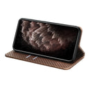 For Samsung Galaxy A13 5G Carbon Fiber Texture Flip Holder Leather Phone Case(Brown)