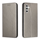 For Samsung Galaxy A13 5G Carbon Fiber Texture Flip Holder Leather Phone Case(Grey)