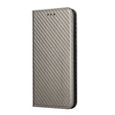 For Samsung Galaxy A13 5G Carbon Fiber Texture Flip Holder Leather Phone Case(Grey)