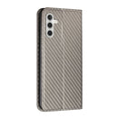 For Samsung Galaxy A13 5G Carbon Fiber Texture Flip Holder Leather Phone Case(Grey)