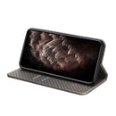 For Samsung Galaxy A13 5G Carbon Fiber Texture Flip Holder Leather Phone Case(Grey)