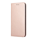 For Samsung Galaxy A13 5G Carbon Fiber Texture Flip Holder Leather Phone Case(Rose Gold)