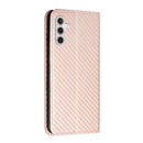 For Samsung Galaxy A13 5G Carbon Fiber Texture Flip Holder Leather Phone Case(Rose Gold)
