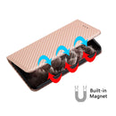 For Samsung Galaxy A13 5G Carbon Fiber Texture Flip Holder Leather Phone Case(Rose Gold)