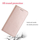 For Samsung Galaxy A13 5G Carbon Fiber Texture Flip Holder Leather Phone Case(Rose Gold)