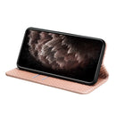 For Samsung Galaxy A13 5G Carbon Fiber Texture Flip Holder Leather Phone Case(Rose Gold)