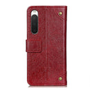 For Sony Xperia 10 IV Copper Buckle Nappa Texture Horizontal Flip Leather Phone Case(Wine Red)