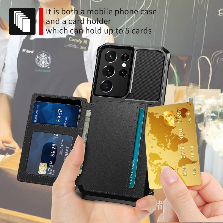 For Samsung Galaxy S21 Ultra 5G Magnetic Wallet Card Bag Leather Phone Case(Black)