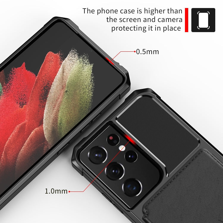 For Samsung Galaxy S21 Ultra 5G Magnetic Wallet Card Bag Leather Phone Case(Black)