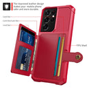 For Samsung Galaxy S21 Ultra 5G Magnetic Wallet Card Bag Leather Phone Case(Red)