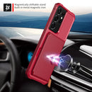For Samsung Galaxy S21 Ultra 5G Magnetic Wallet Card Bag Leather Phone Case(Red)