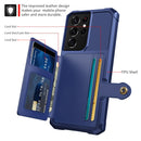 For Samsung Galaxy S21 Ultra 5G Magnetic Wallet Card Bag Leather Phone Case(Navy Blue)
