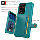 For Samsung Galaxy S21 Ultra 5G Magnetic Wallet Card Bag Leather Phone Case(Cyan)