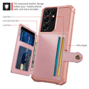 For Samsung Galaxy S21 Ultra 5G Magnetic Wallet Card Bag Leather Phone Case(Rose Gold)