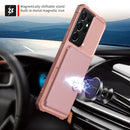 For Samsung Galaxy S21 Ultra 5G Magnetic Wallet Card Bag Leather Phone Case(Rose Gold)