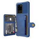 For Samsung Galaxy S20 Ultra Magnetic Wallet Card Bag Leather Phone Case(Navy Blue)