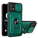 For Motorola Edge 20 Lite Sliding Camshield Card Phone Case(Dark Green)