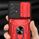 For Samsung Galaxy A13 4G Sliding Camshield Card Phone Case(Red)
