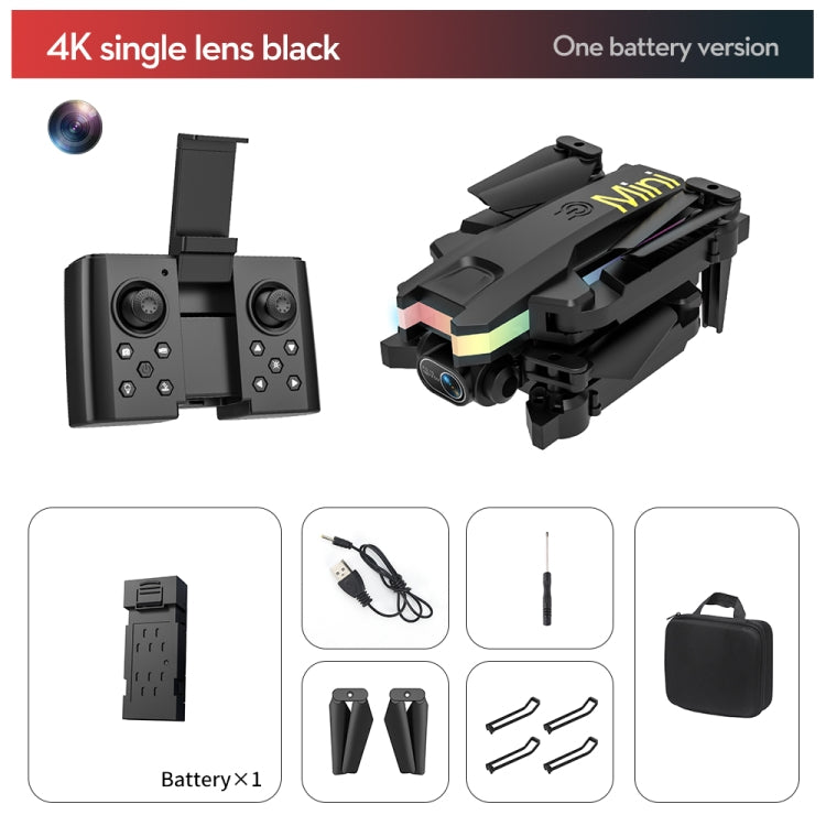 LSRC-XT8 4K HD Wifi FPV RC Drone Foldable Quadcopter, Model:Single Camera(Black)