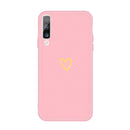 For Galaxy A70 Golden Love Heart Pattern Frosted TPU Protective Case(Pink)
