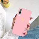 For Galaxy A70 Golden Love Heart Pattern Frosted TPU Protective Case(Pink)