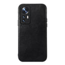 For Xiaomi 12 / 12X Genuine Leather Double Color Crazy Horse Phone Case(Black)