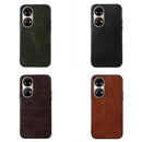 For Huawei P50 Pro Genuine Leather Double Color Crazy Horse Phone Case(Black)