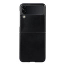 For Samsung Galaxy Z Flip3 5G Genuine Leather Double Color Crazy Horse Phone Case(Black)