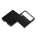 For Samsung Galaxy Z Flip3 5G Genuine Leather Double Color Crazy Horse Phone Case(Black)