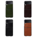 For Samsung Galaxy Z Flip3 5G Genuine Leather Double Color Crazy Horse Phone Case(Black)