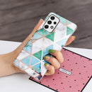 For Samsung Galaxy A33 5G Electroplating Pattern TPU Phone Case(Green White Rhombus)