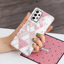 For Samsung Galaxy A33 5G Electroplating Pattern TPU Phone Case(Pink White Rhombus)