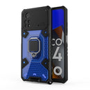 For Xiaomi Poco M4 Pro 4G Space PC+TPU Shockproof Phone Case with Ring Holder(Blue)
