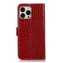 For iPhone 13 Pro Max Crocodile Top Layer Cowhide Leather Phone Case (Red)