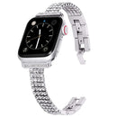 Four-row Diamond-set Metal Watch Band For Apple Watch Series 8&7 45mm / SE 2&6&SE&5&4 44mm / 3&2&1 42mm(Silver)