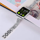 Four-row Diamond-set Metal Watch Band For Apple Watch Series 8&7 45mm / SE 2&6&SE&5&4 44mm / 3&2&1 42mm(Silver)