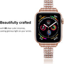 Four-row Diamond-set Metal Watch Band For Apple Watch Series 8&7 45mm / SE 2&6&SE&5&4 44mm / 3&2&1 42mm(Silver)