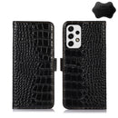 For Samsung Galaxy A53 5G Crocodile Top Layer Cowhide Leather Phone Case(Black)