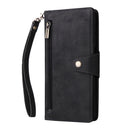 For Samsung Galaxy A22 4G Rivet Buckle 9 Cards Three Fold Leather Phone Case(Black)