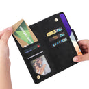For Samsung Galaxy A22 4G Rivet Buckle 9 Cards Three Fold Leather Phone Case(Black)