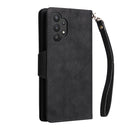 For Samsung Galaxy A32 4G Rivet Buckle 9 Cards Three Fold Leather Phone Case(Black)