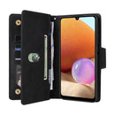 For Samsung Galaxy A32 4G Rivet Buckle 9 Cards Three Fold Leather Phone Case(Black)