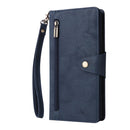 For Samsung Galaxy Note9 Rivet Buckle 9 Cards Three Fold Leather Phone Case(Blue)