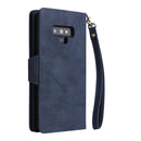 For Samsung Galaxy Note9 Rivet Buckle 9 Cards Three Fold Leather Phone Case(Blue)