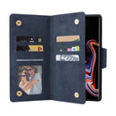 For Samsung Galaxy Note9 Rivet Buckle 9 Cards Three Fold Leather Phone Case(Blue)