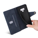 For Samsung Galaxy Note9 Rivet Buckle 9 Cards Three Fold Leather Phone Case(Blue)
