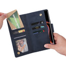 For Samsung Galaxy Note9 Rivet Buckle 9 Cards Three Fold Leather Phone Case(Blue)