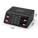 838w 9 in 1 100W 4 PD 3.0 USB-C / Type-C + 4 QC 3.0 USB Ports Smart Digital Display Wireless Charger, EU Plug(Black)
